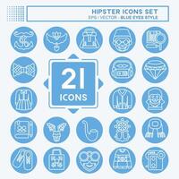 Icon Set Hipster. related to Holiday symbol. blue eyes style. simple design editable. simple illustration vector