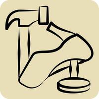 Icon Hammer. related to Shoemaker symbol. hand drawn style. simple design editable. simple illustration vector