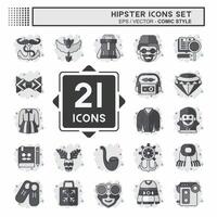 Icon Set Hipster. related to Holiday symbol. comic style. simple design editable. simple illustration vector