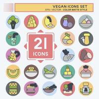 Icon Set Vegan. related to Vegetable symbol. color mate style. simple design editable. simple illustration vector