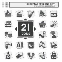 Icon Set Shoemaker. related to Shoes symbol. comic style. simple design editable. simple illustration vector