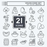 Icon Set Vegan. related to Vegetable symbol. line style. simple design editable. simple illustration vector