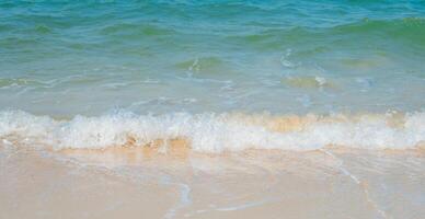 Beautiful horizon Landscape summer panorama front view point tropical sea beach white sand clean and blue sky background calm Nature ocean Beautiful  wave water travel at Sai Kaew Beach thailand photo