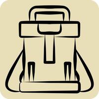 Icon Backpack. related to Hipster symbol. hand drawn style. simple design editable. simple illustration vector