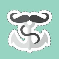 Sticker line cut Anchor. related to Hipster symbol. simple design editable. simple illustration vector