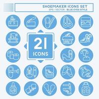Icon Set Shoemaker. related to Shoes symbol. blue eyes style. simple design editable. simple illustration vector