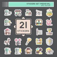 Sticker Set Medieval. related to War Era symbol. simple design editable. simple illustration vector