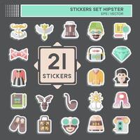 Sticker Set Hipster. related to Holiday symbol. simple design editable. simple illustration vector