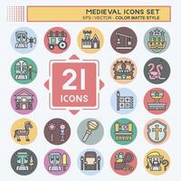 Icon Set Medieval. related to War Era symbol. color mate style. simple design editable. simple illustration vector