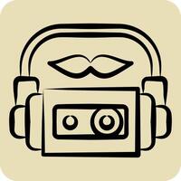 Icon Cassette. related to Hipster symbol. hand drawn style. simple design editable. simple illustration vector