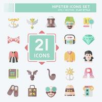 Icon Set Hipster. related to Holiday symbol. flat style. simple design editable. simple illustration vector