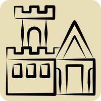 Icon Castle. related to Medieval symbol. hand drawn style. simple design editable. simple illustration vector