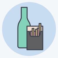 Icon Smoking Alcohol. related to Hepatologist symbol. color mate style. simple design editable. simple illustration vector