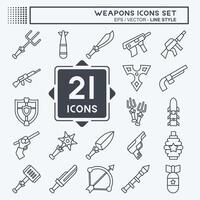 icono conjunto armas relacionado herramientas de guerra símbolo. línea estilo. sencillo diseño editable. sencillo ilustración vector