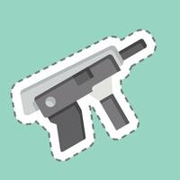 Sticker line cut Submachine Gun. related to Weapons symbol. simple design editable. simple illustration vector