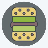 Icon Vegan Burger. related to Vegan symbol. color mate style. simple design editable. simple illustration vector