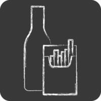 icono de fumar alcohol. relacionado a hepatólogo símbolo. tiza estilo. sencillo diseño editable. sencillo ilustración vector