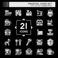 Icon Set Medieval. related to War Era symbol. glossy style. simple design editable. simple illustration vector