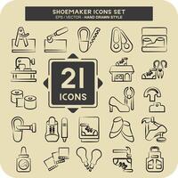 Icon Set Shoemaker. related to Shoes symbol. hand drawn style. simple design editable. simple illustration vector