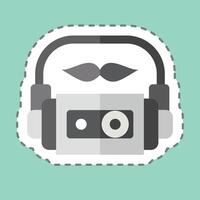 Sticker line cut Cassette. related to Hipster symbol. simple design editable. simple illustration vector