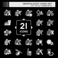 icono conjunto hepatólogo. relacionado a salud símbolo. lustroso estilo. sencillo diseño editable. sencillo ilustración vector