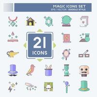 Icon Set Magic. related to Holiday symbol. doodle style. simple design editable. simple illustration vector