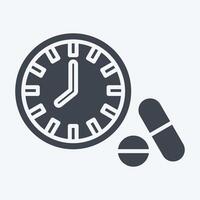 Icon Medication Timing. related to Hepatologist symbol. glyph style. simple design editable. simple illustration vector