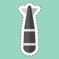 pegatina línea cortar torpedo. relacionado a armas símbolo. sencillo diseño editable. sencillo ilustración vector