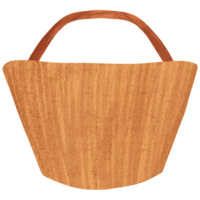 AI generated a wooden basket with handles on a transparent background png