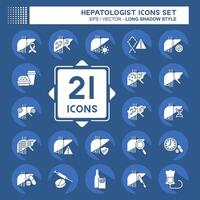 Icon Set Hepatologist. related to Health symbol. long shadow style. simple design editable. simple illustration vector