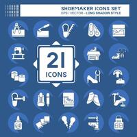 Icon Set Shoemaker. related to Shoes symbol. long shadow style. simple design editable. simple illustration vector