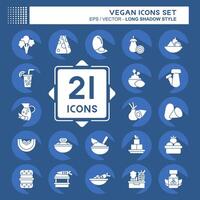 Icon Set Vegan. related to Vegetable symbol. long shadow style. simple design editable. simple illustration vector