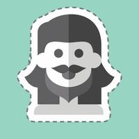 Sticker line cut Mustache. related to Hipster symbol. simple design editable. simple illustration vector