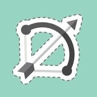 Sticker line cut Bow and Arrow. related to Weapons symbol. simple design editable. simple illustration vector