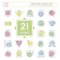 Icon Set Hipster. related to Holiday symbol. Color Spot Style. simple design editable. simple illustration vector