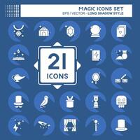 Icon Set Magic. related to Holiday symbol. long shadow style. simple design editable. simple illustration vector