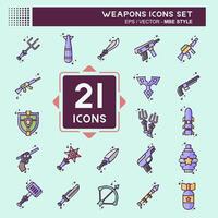 icono conjunto armas relacionado herramientas de guerra símbolo. mbe estilo. sencillo diseño editable. sencillo ilustración vector