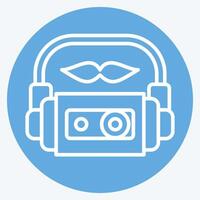 Icon Cassette. related to Hipster symbol. blue eyes style. simple design editable. simple illustration vector