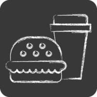 Icon Fast Food. related to Hepatologist symbol. chalk Style. simple design editable. simple illustration vector