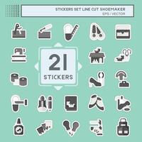 Sticker line cut Set Shoemaker. related to Shoes symbol. simple design editable. simple illustration vector