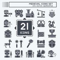 Icon Set Medieval. related to War Era symbol. glyph style. simple design editable. simple illustration vector