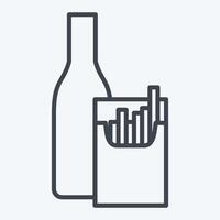 Icon Smoking Alcohol. related to Hepatologist symbol. line style. simple design editable. simple illustration vector