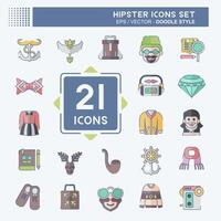 Icon Set Hipster. related to Holiday symbol. doodle style. simple design editable. simple illustration vector