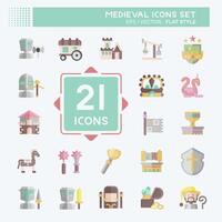 Icon Set Medieval. related to War Era symbol. flat style. simple design editable. simple illustration vector
