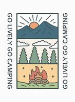 Go lively go camping nature mountain design for badge, sticker, patch, t shirt design, etc vector