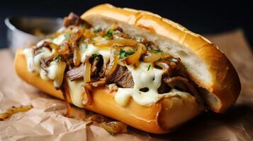 AI generated Exploring the Irresistible World of Cheesesteak Delights photo