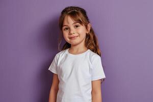 AI generated Girl wearing bella canvas white shirt mockup photo