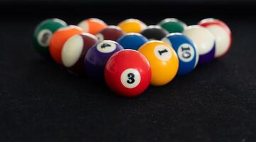 Close up View of Man Playing Pool Table photo