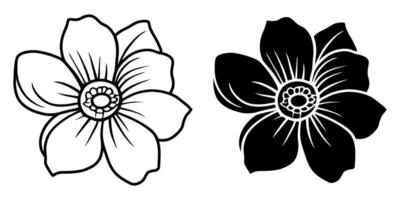 A set of two black silhouettes of flowers isolated on a white background vector