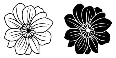 A set of two black silhouettes of flowers isolated on a white background vector